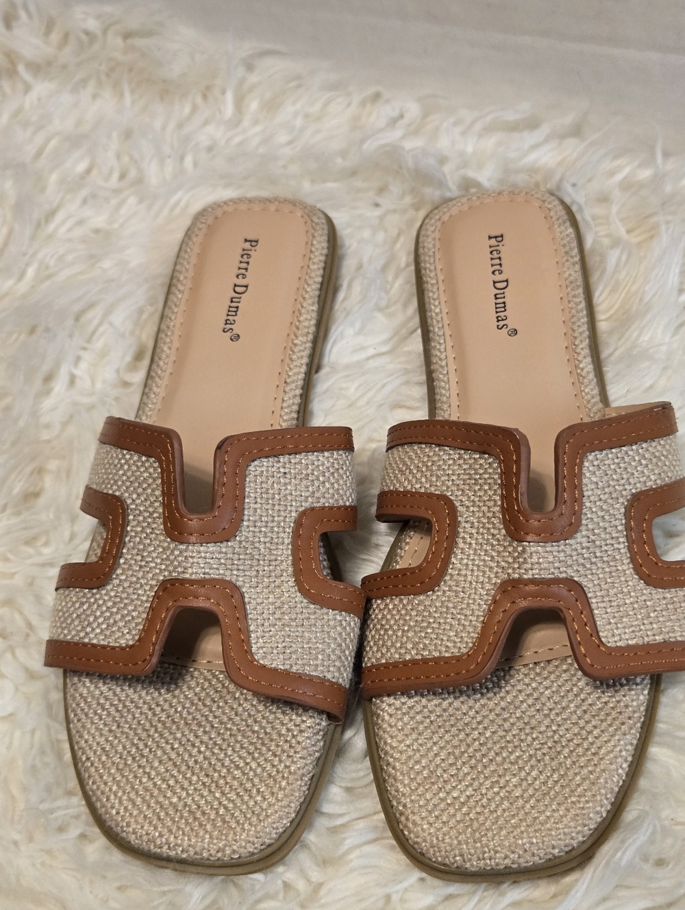 Casual Brown & Beige Slide Sandals - Women - Picture 6 of 10